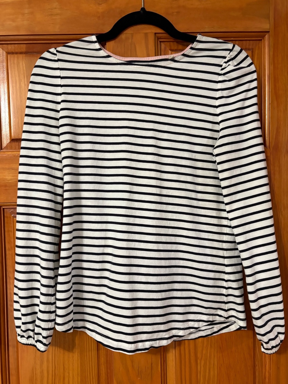 Boden black and white stripe long sleeve shirt, size 6